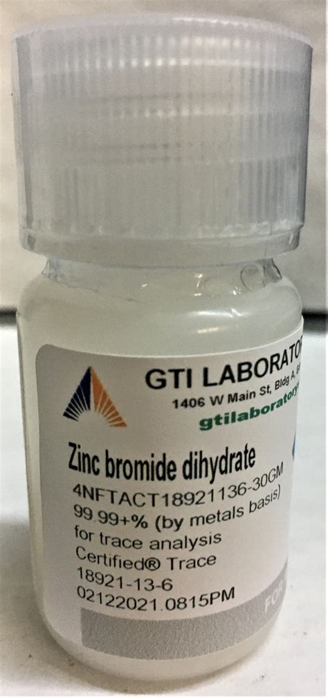 Zinc bromide dihydrate, 99.99+%, for trace analysis, Certified® Trace 30g