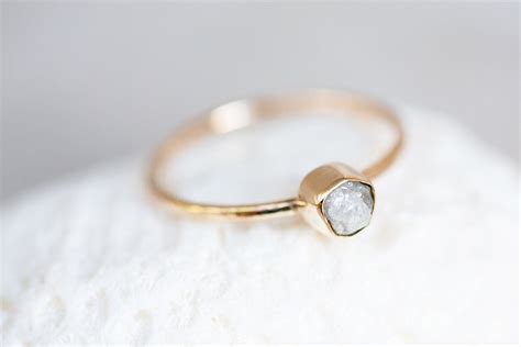 Raw Diamond Ring White Raw Diamond Ring Rough Diamond Ring - Etsy