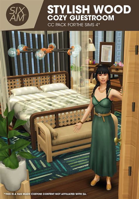 Stylish-Wood - Cozy Guestroom (CC Pack for The Sims 4) - Sixam CC