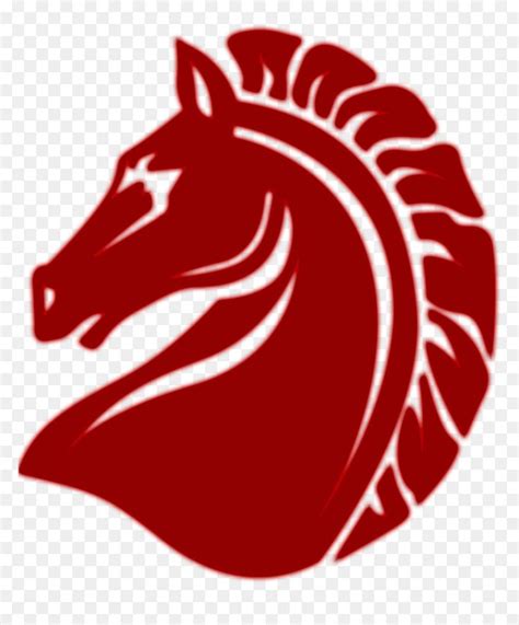 a red horse head with long manes on it's head logo, hd png