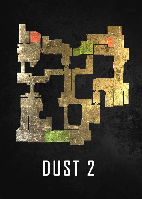 'Dust 2 Map Black' Poster, picture, metal print, paint by Counter ...