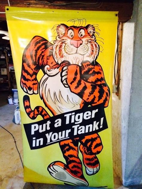 Vintage 7ft. 1960s Esso PUT A TIGER IN YOUR TANK Gas Oil Banner Sign HUGE 42x84" | #1721558449