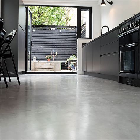 Micro Concrete Kitchen installation - Poured resin and concrete flooring | Concrete kitchen ...