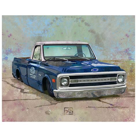 Truck Art Slammed Chevy C10 Truck Balboa Blue Andrea Helm - Etsy