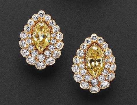 Fancy-colored Diamond and Diamond Earrings (Lot 562, Estimate $75,000 ...