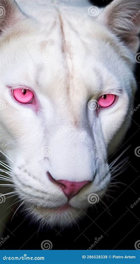 White Albino Panther Pink Eyes. Generative AI Stock Illustration ...