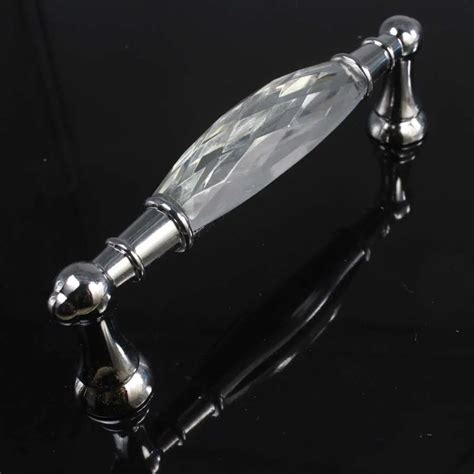 128mm fashion deluxe clear crystal villadom furniture handle shiny silver kitchen cabinet drawer ...