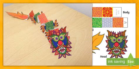 Chinese New Year Paper Craft - Chinese Dragon Template