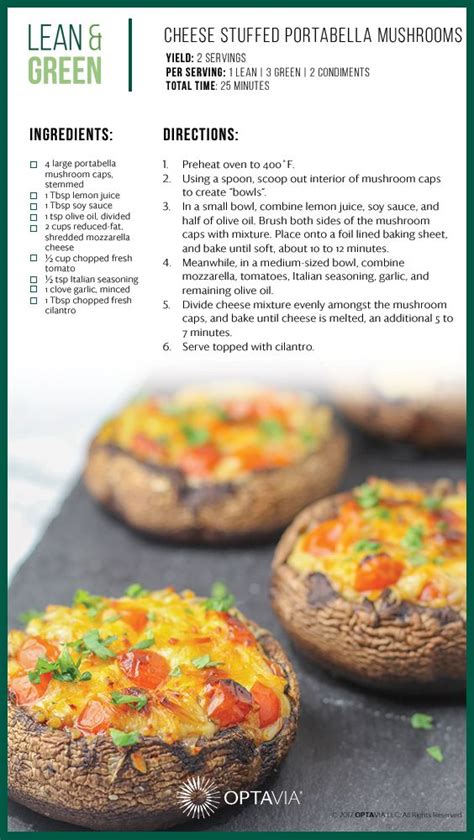 Cheese Stuffed Portabella Mushrooms | Lean eating, Lean protein meals, Lean and green meals