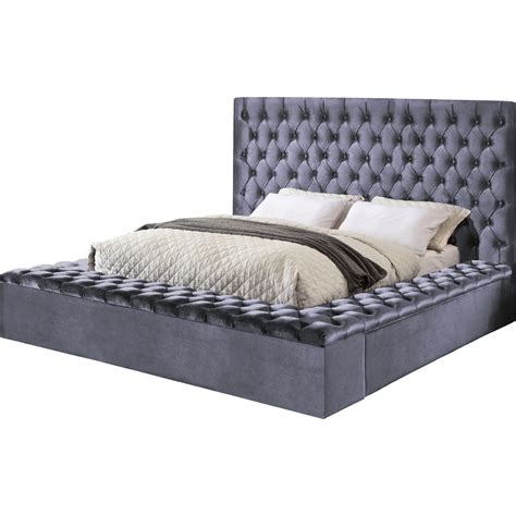 Meridian Furniture Bliss King Bed Storage Deep Tufted Grey Velvet BlissGrey-K at Dynamic Home ...