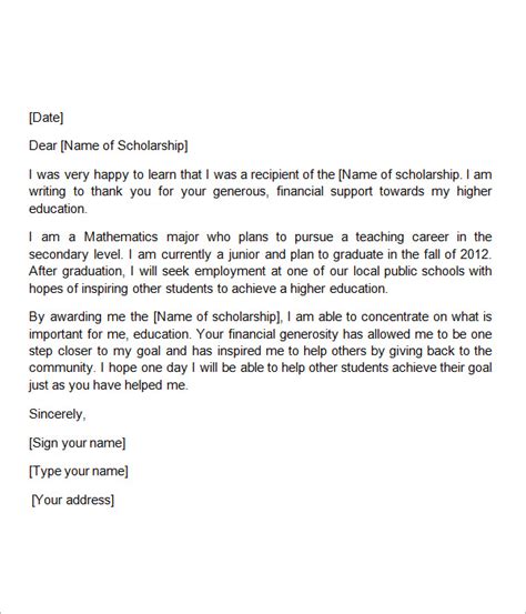 FREE 17+ Sample Scholarship Thank You Letter Templates in Word, PDF