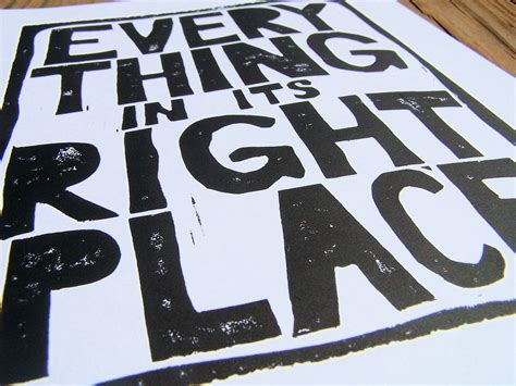 Everything in Its Right Place Linocut Print in Black - Etsy