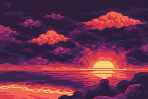 Pixel Art Wallpaper Sunset 1024x576 Wallpaper | Images and Photos finder