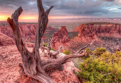 Colorado National Monument – Sunset seen from an overlook in Colorado National Monument near the ...