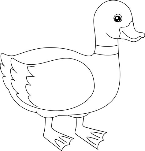 Duck Coloring Page Isolated for Kids 5162932 Vector Art at Vecteezy