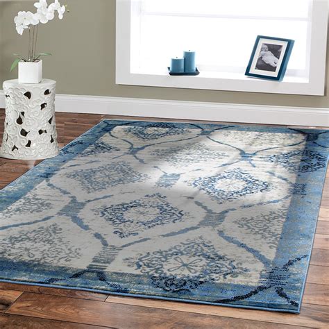 Premium Soft Area Rugs for Living room 5x7 under150 Blue Dining Room Rugs for Under the Table ...