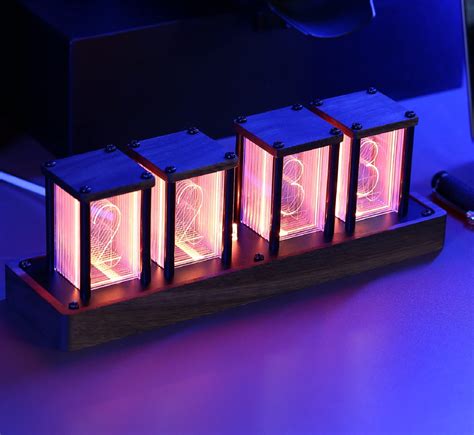 Nixie Tube Clock ClocTeck Digital Alarm Clock, Walnut RGB Desk Clock for Bedroom,Easy Alarm ...