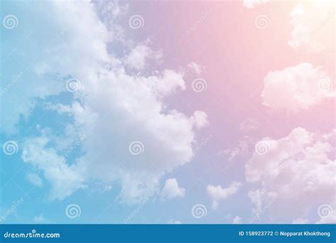 Cloud And Sky With A Pastel Colored Background.Fantasy Magical Sunny Sky Pastel Background With ...