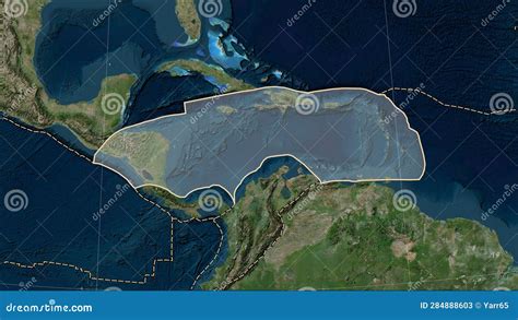 Caribbean Plate - Boundaries. Satellite Map Stock Illustration ...