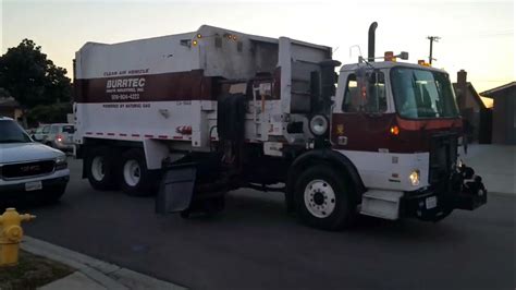 Burrtec Garbage Trucks collecting trash in Fontana - YouTube