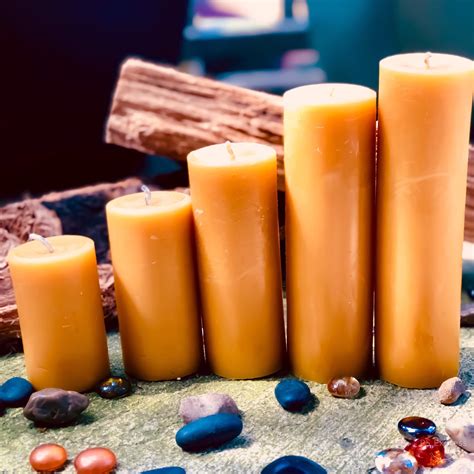 Set of 5 100% Pure Beeswax Pillar candles-Free Shipping