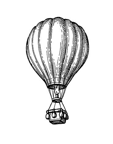 Ink Sketch Of Hot Air Balloon Stock Illustration - Download Image Now ...