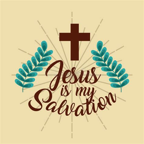 Jesus is My Salvation Cross and Branches Palm Stock Vector - Illustration of branch, religious ...