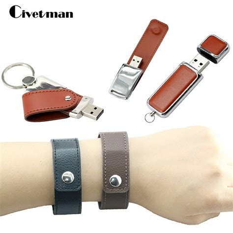 Fashion Bracelet Leather USB Flash Drive 64GB Pen Drive 32GB Pendrive ...