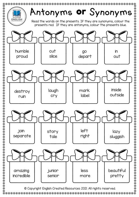 Synonyms And Antonyms Worksheet For Grade 3