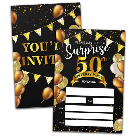 Buy Surprise 50th Birthday Party Invitations With Envelopes (20-Pack ...