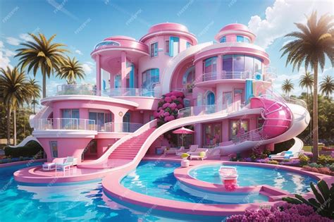 Premium AI Image | Swimming Pool Design In Barbie Dream House of The Future