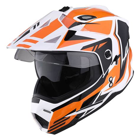 1Storm Dual Sports Motorcycle Motocross Helmet Dual Visor Helmet Racing Style HF802; Storm Force ...