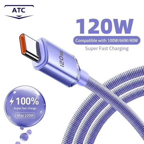 1/1.5M 120W PD Type C Cable Super Fast Charger Cord Quick Charge USB C ...