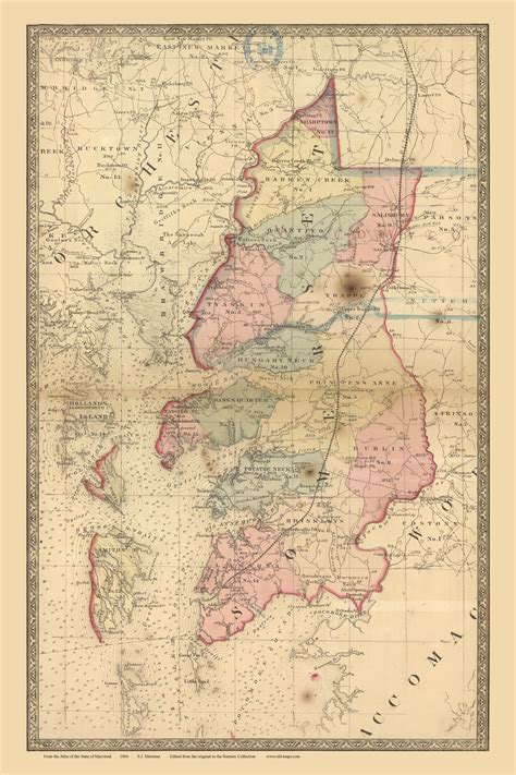 Somerset County, Maryland 1866 Old Map Reprint 52-53 - OLD MAPS