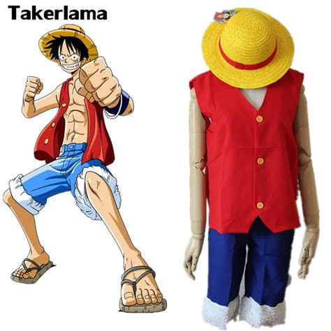 Takerlama Anime One Piece Monkey D Luffy Cosplay Costume Full Set ...