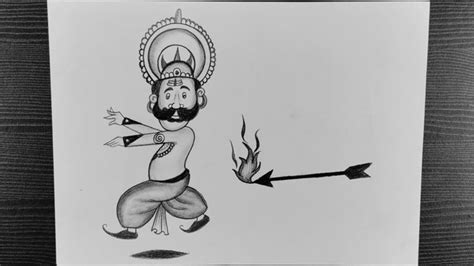 Happy Dussehra Drawing Easy // Drawing For Dussehra Festival // Ravan ...