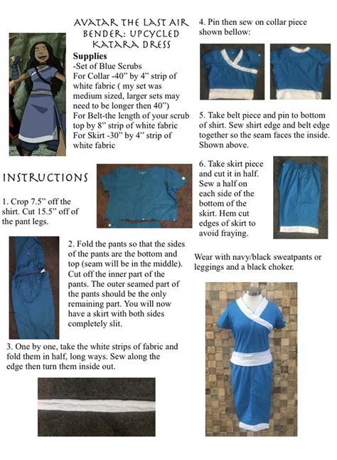 the instructions for how to make an apron and apron dress from avatar, with pictures on it