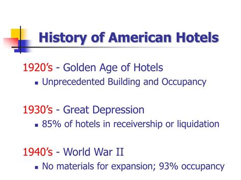 PPT - A Brief History of the Hotel Industry PowerPoint Presentation ...