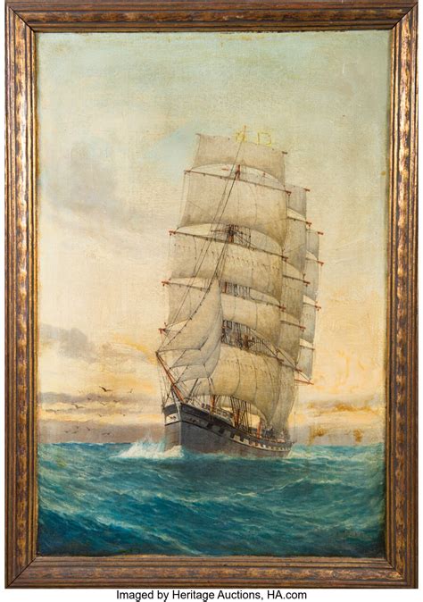 Three-masted sailing ship nautical painting.... Movie/TV Memorabilia | Lot #1931 | Heritage Auctions