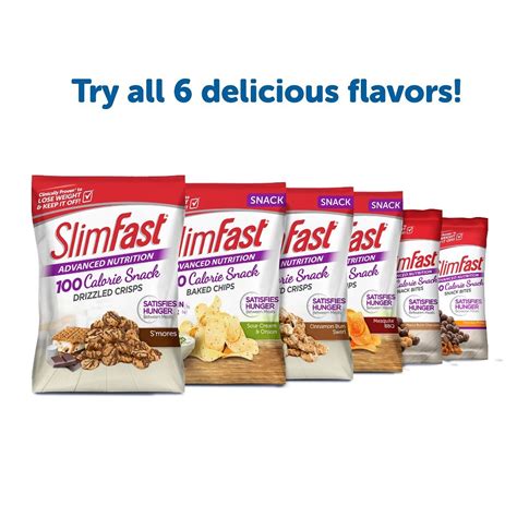 SlimFast Advanced Nutrition 100 Calorie Snacks, Drizzled Crisps, S'mores, 1 oz. Bag (Pack of 5 ...