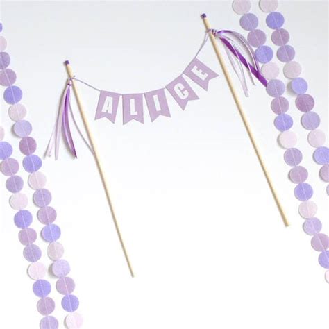 Purple Birthday Cake Topper Purple Party Decor Purple Name - Etsy