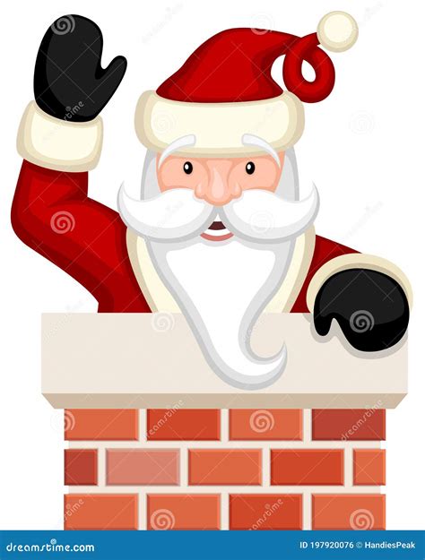 Cartoon Santa Heading Down the Chimney Stock Vector - Illustration of smiling, isolated: 197920076