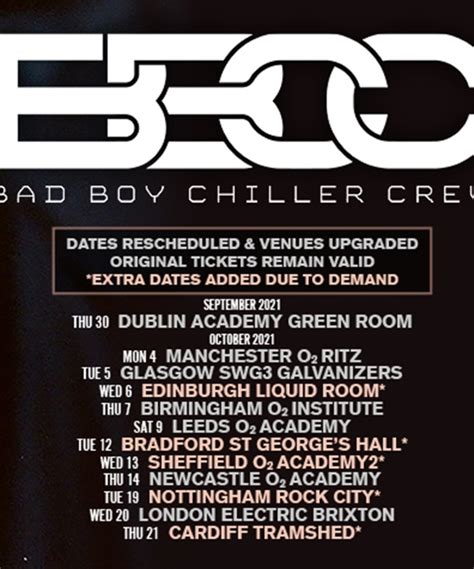 Bad Boy Chiller Crew - UK Tour 2021 - 06 October 2021 - The Liquid Room ...