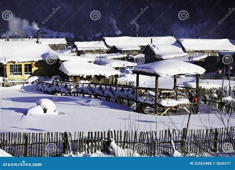 The Bimodal Forest Farm in Heilongjiang Province - Snow Village Stock Photo - Image of country ...