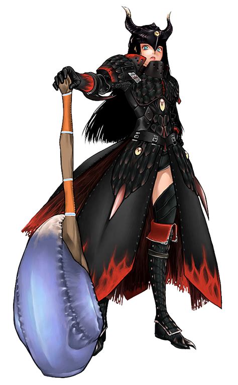 Safebooru - armor black armor black hair fatalis (armor) gloves hammer helmet horns long hair ...