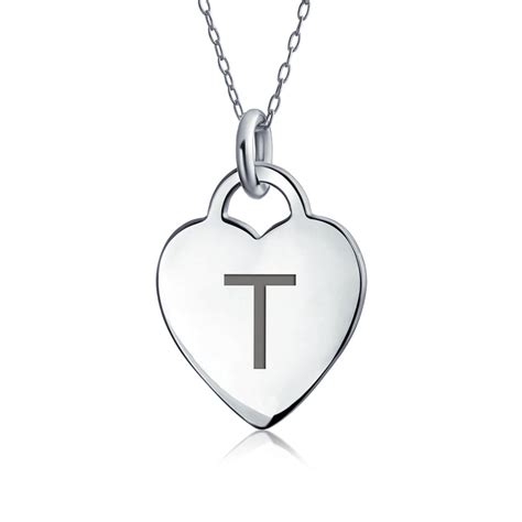 Letter Alphabet Initial Medium Heart Pendant Necklace Sterling Silver – Bling Jewelry