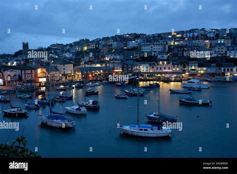 night images of Brixham harbour in Devon UK Stock Photo - Alamy