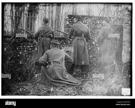 Old French soldiers guarding chateau Stock Photo - Alamy