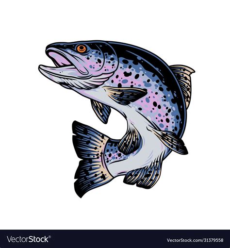 Rainbow trout vintage concept Royalty Free Vector Image