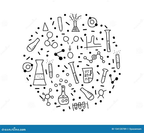 Chemistry Doodle Objects Set. Vector Illistration. Stock Vector - Illustration of gene, flat ...